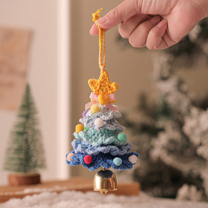 Cartoon Christmas Bell Ornament – Multicolor Knitted & Metal Jingle Bell for Xmas Tree