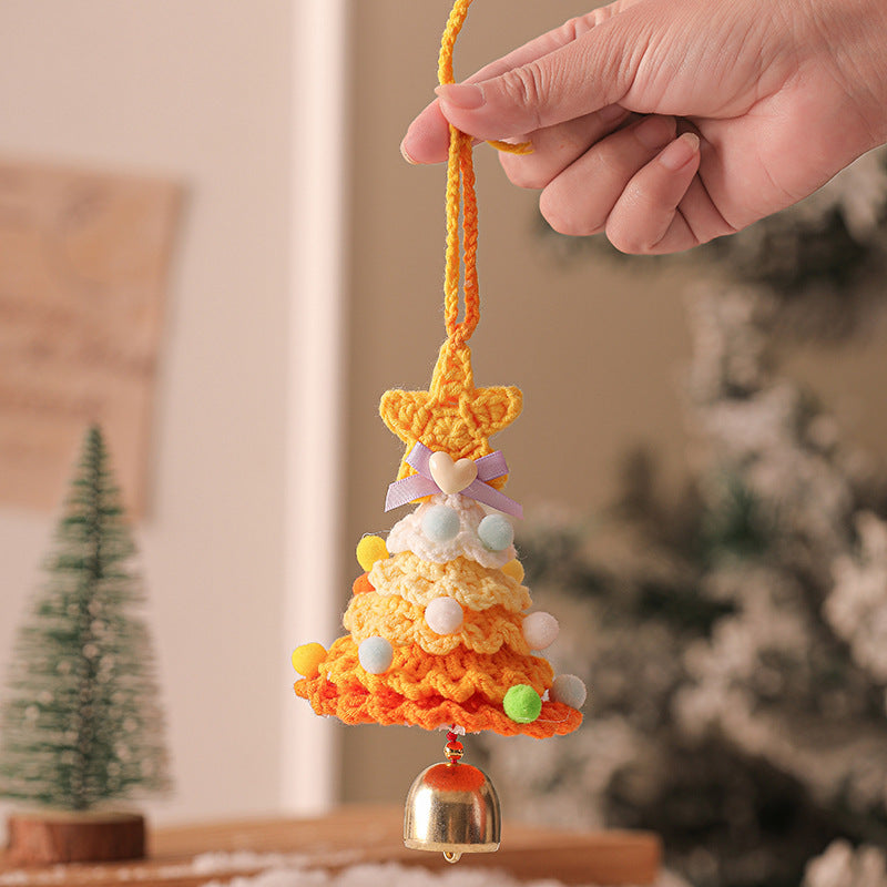 Cartoon Christmas Bell Ornament – Multicolor Knitted & Metal Jingle Bell for Xmas Tree