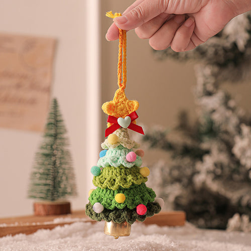 Cartoon Christmas Bell Ornament – Multicolor Knitted & Metal Jingle Bell for Xmas Tree