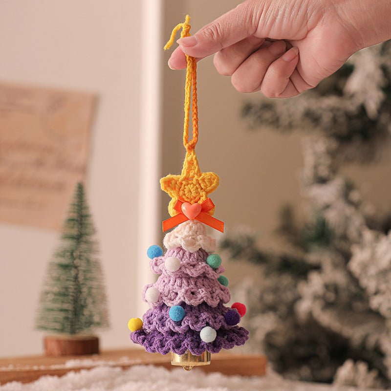 Cartoon Christmas Bell Ornament – Multicolor Knitted & Metal Jingle Bell for Xmas Tree