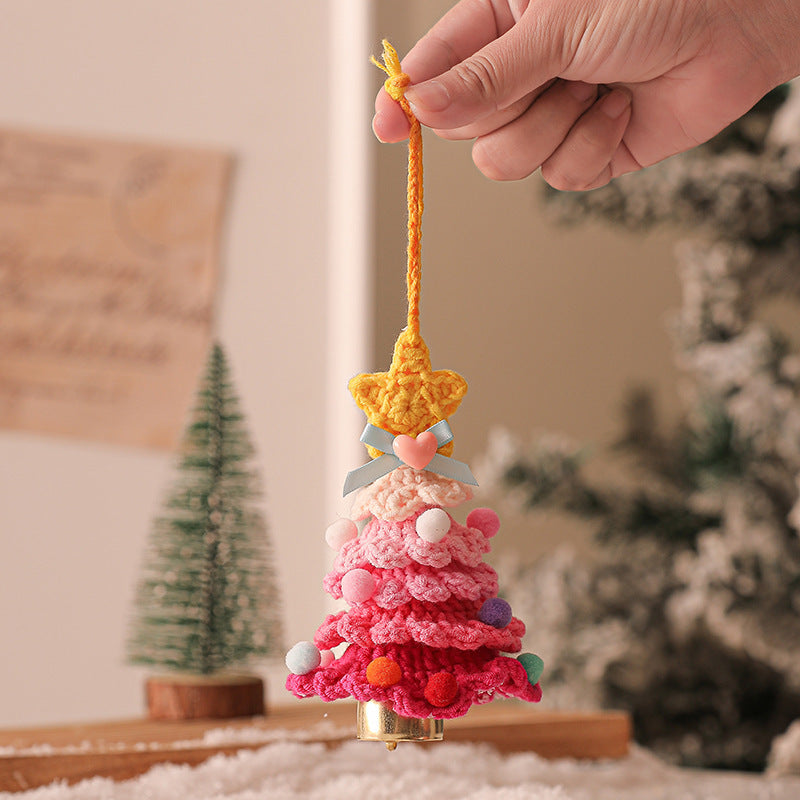 Cartoon Christmas Bell Ornament – Multicolor Knitted & Metal Jingle Bell for Xmas Tree